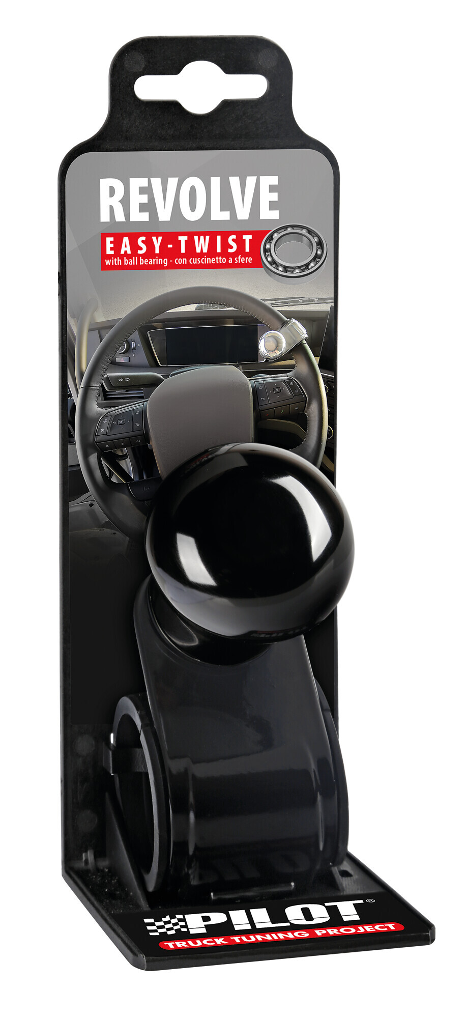 Revolve, pomello volante in alluminio anodizzato nero, staffa nera - immagine 2