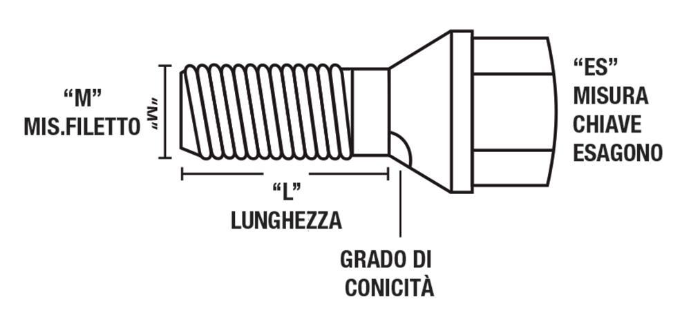 Serie 4 bulloni antifurto per ruote mod. F7 - immagine 3