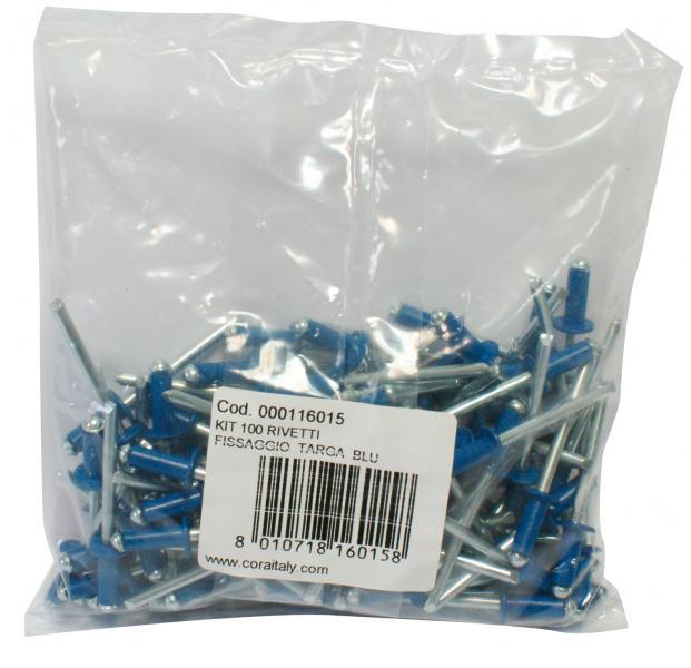 Kit 100 rivetti blu fissaggio targa - immagine 2