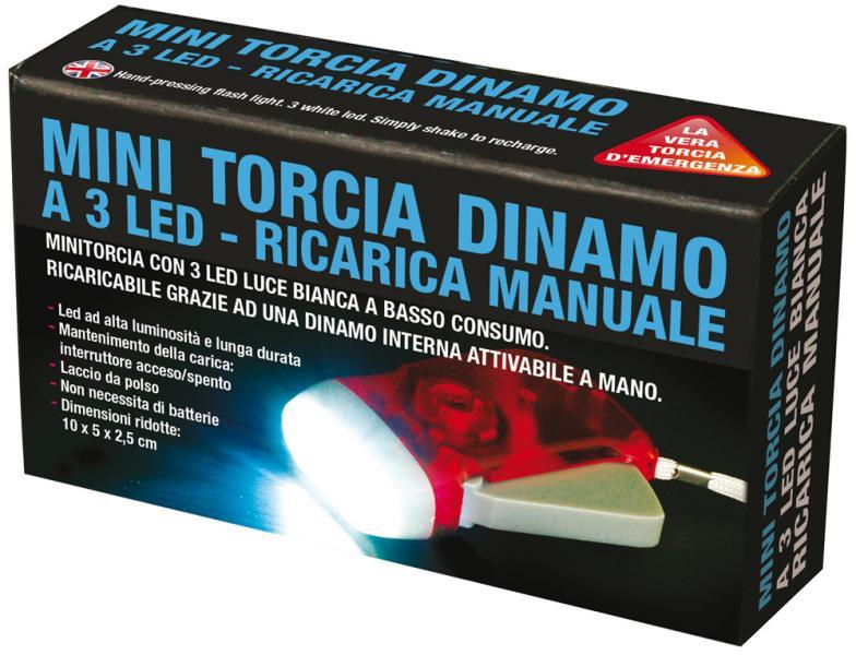 Mini torcia a dinamo con 3 led - immagine 2