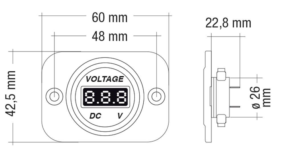 Voltmetro digitale da incasso 5V-30V DC - immagine 2