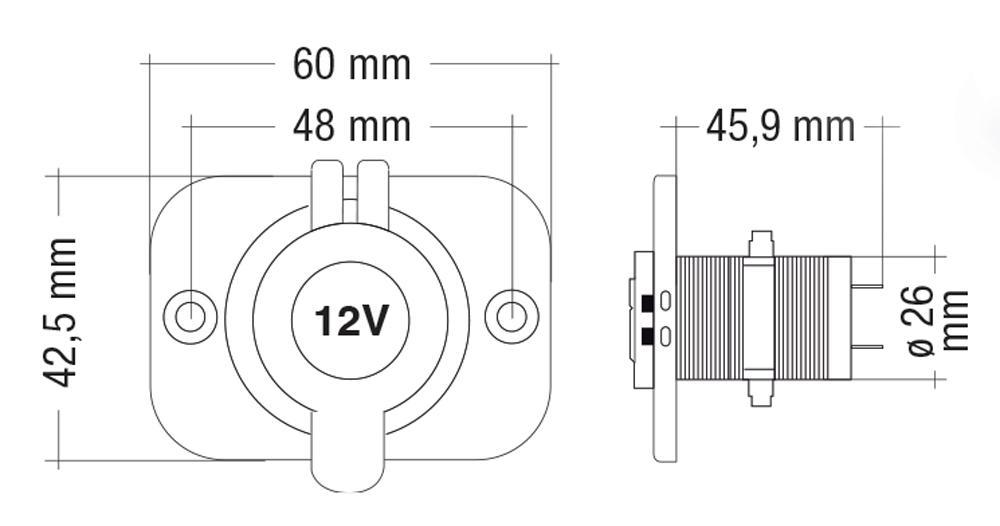 Presa di corrente da incasso 15A/12V - 10A/24V - immagine 2