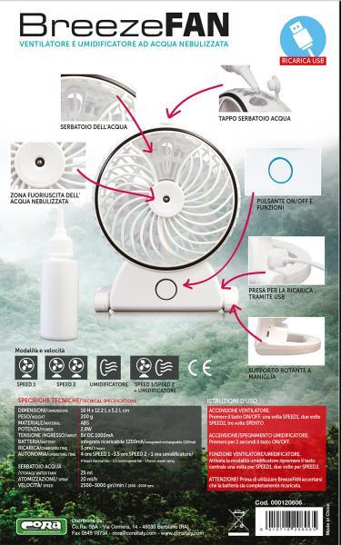 Ventilatore/umidificatore ricaricabile BreezeFan - immagine 4
