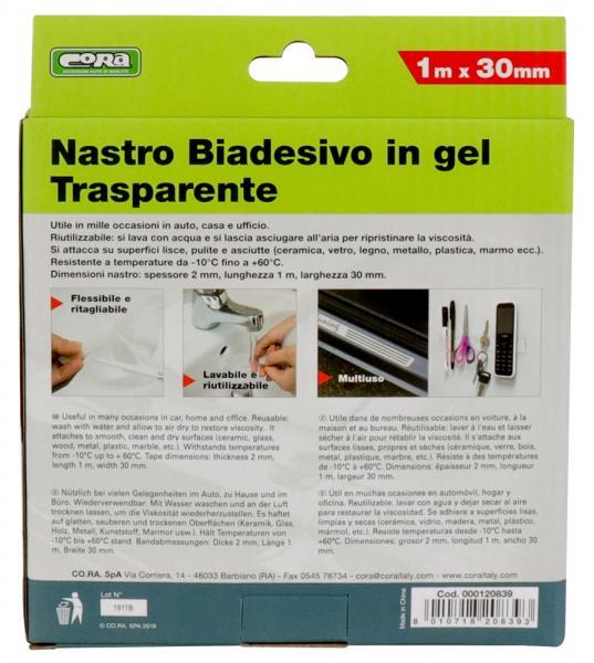 Nastro biadesivo in gel trasparente 1 m x 30 mm - immagine 6