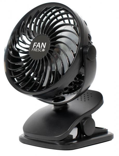 Ventilatore ricaricabile con base d'appoggio e clip