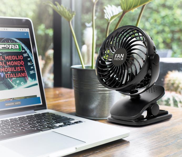 Ventilatore ricaricabile con base d'appoggio e clip - immagine 3