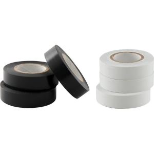 Conf. 6 nastri isolanti 10 m x 15 mm (3 neri + 3 bianchi)