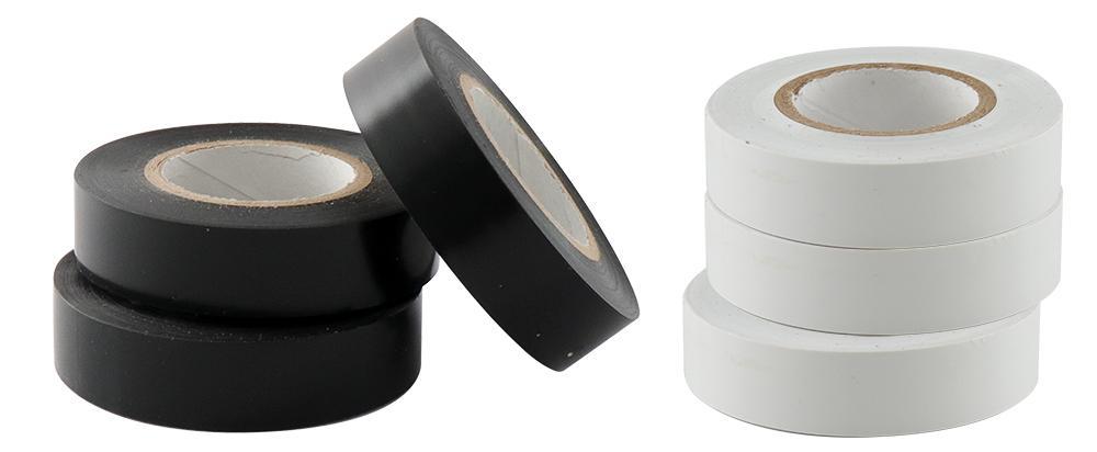 Conf. 6 nastri isolanti 10 m x 15 mm (3 neri + 3 bianchi)