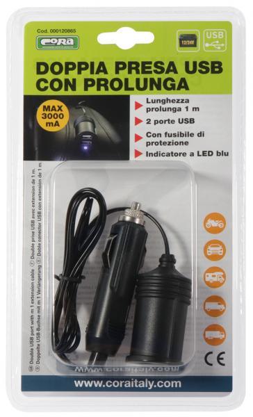 Doppia presa USB con prolunga 1 m - immagine 3