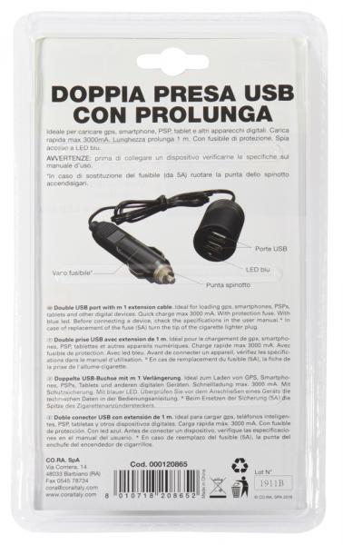 Doppia presa USB con prolunga 1 m - immagine 4