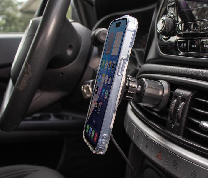 Porta smartphone magnetico per bocchette aria con ricarica - immagine 2