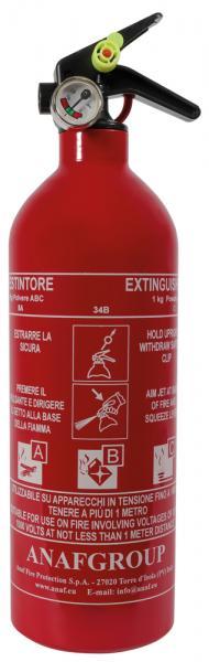 Estintore 1 kg a polvere ABC con supporto e manometro - immagine 3