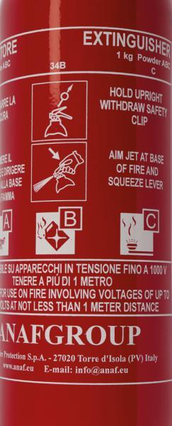 Estintore 1 kg a polvere ABC con supporto e manometro - immagine 6
