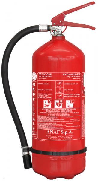 Estintore 6 kg a polvere ABC con supporto e manometro