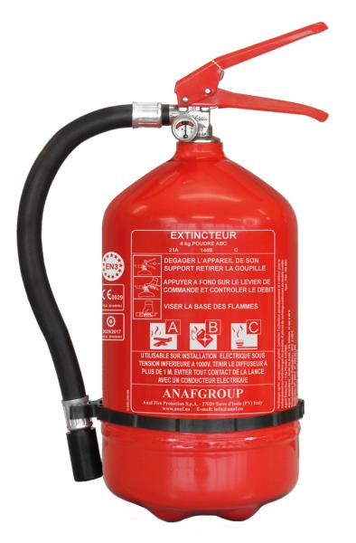 Estintore 4 kg a polvere ABC con supporto e manometro