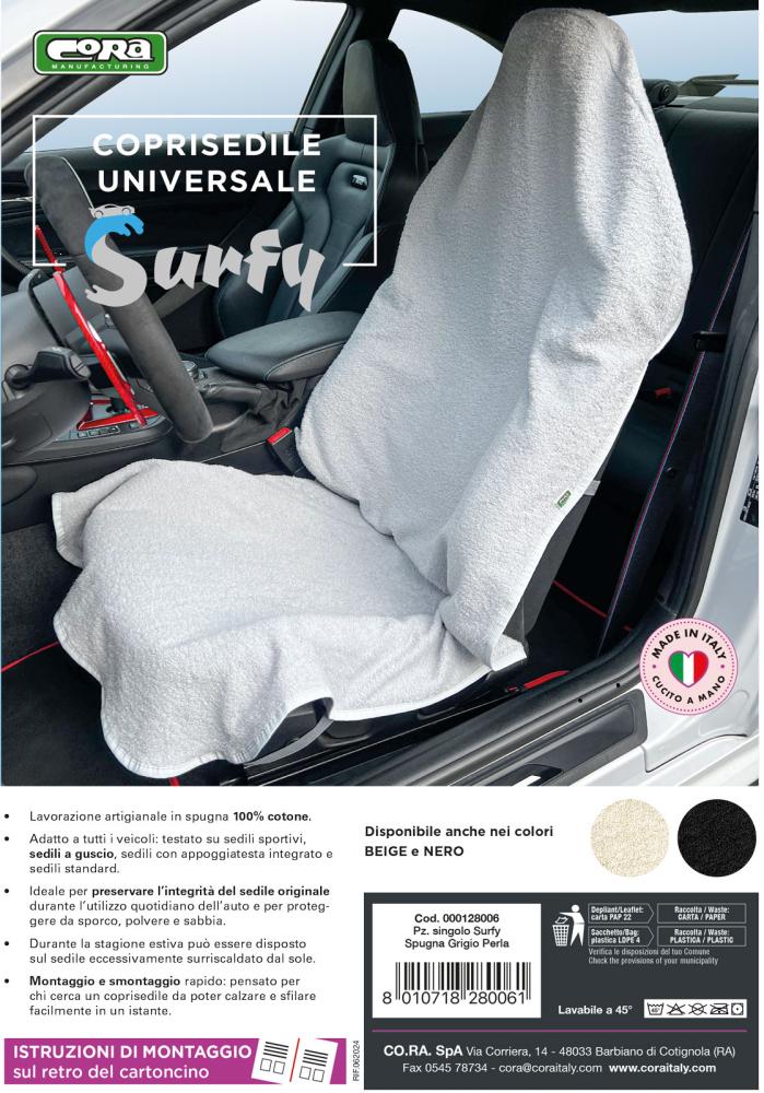 Coprisedile anteriore universale in spugna Surfy grigio perla - immagine 5