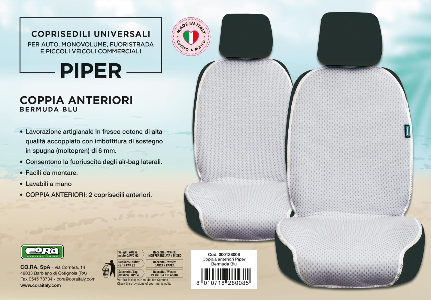 Coprisedili anteriori universali Piper col. Bermuda blu - immagine 3