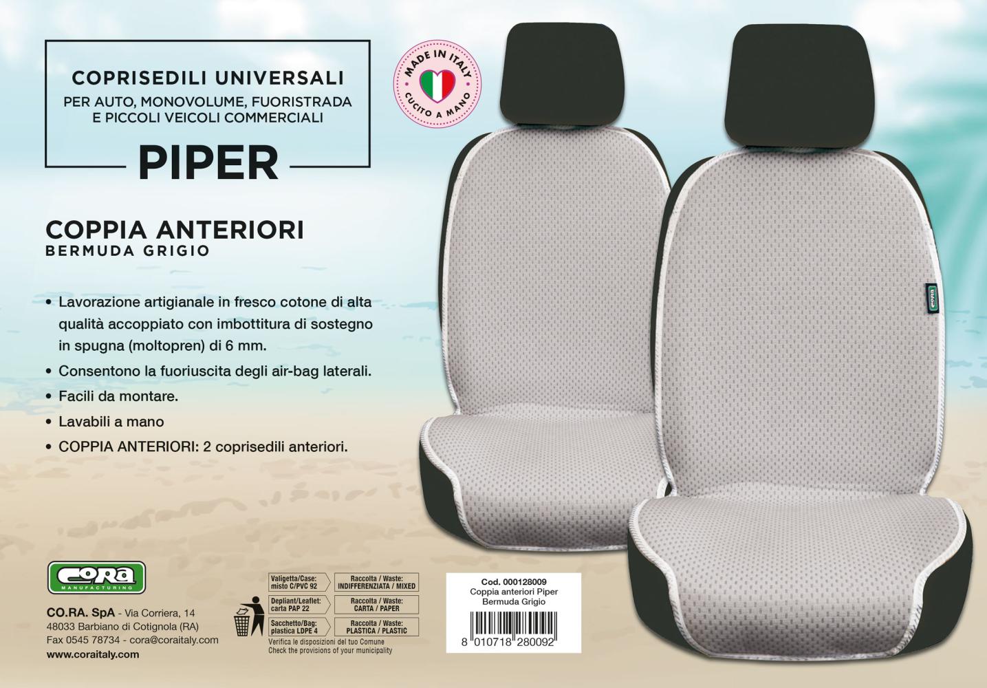 Coprisedili anteriori universali Piper col. Bermuda grigio - immagine 3