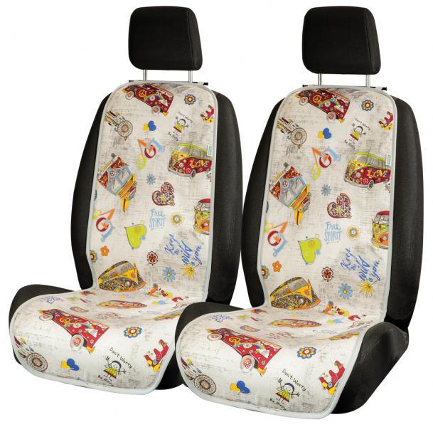 Cora 000128045 Coprisedili anteriori universali Tanga Doubleface Peace & Love/carta tessile