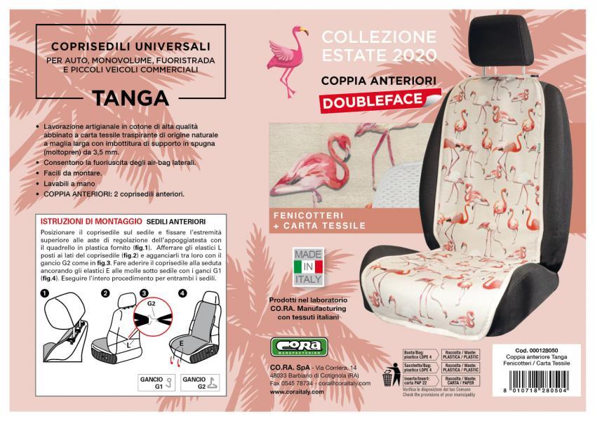 Coprisedili anteriori universali Tanga Doubleface Fenicotteri/carta tessile - immagine 2
