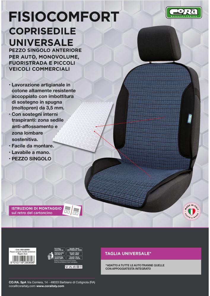 Coprisedile anteriore universale Fisiocomfort tess. Rigato avio - immagine 3