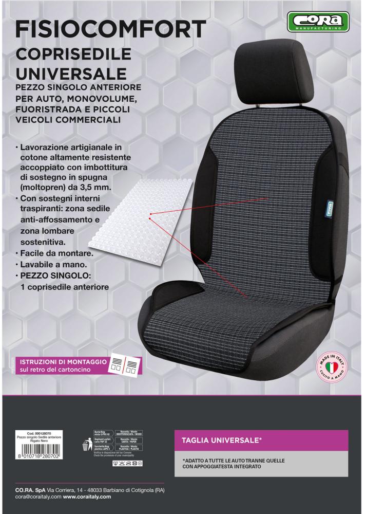 Coprisedile anteriore universale Fisiocomfort tess. Rigato nero - immagine 3