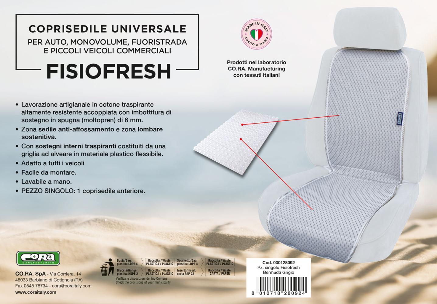 Coprisedile anteriore universale Fisiofresh bermuda grigio - immagine 3