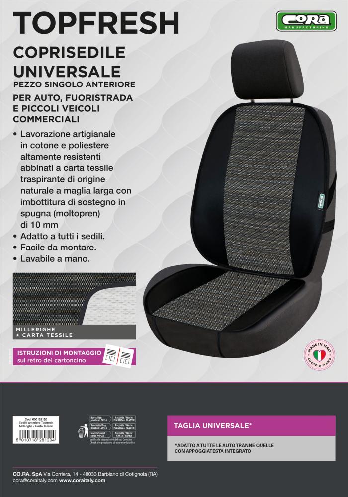 Coprisedile anteriore universale Topfresh cotone millerighe/carta tessile - immagine 3