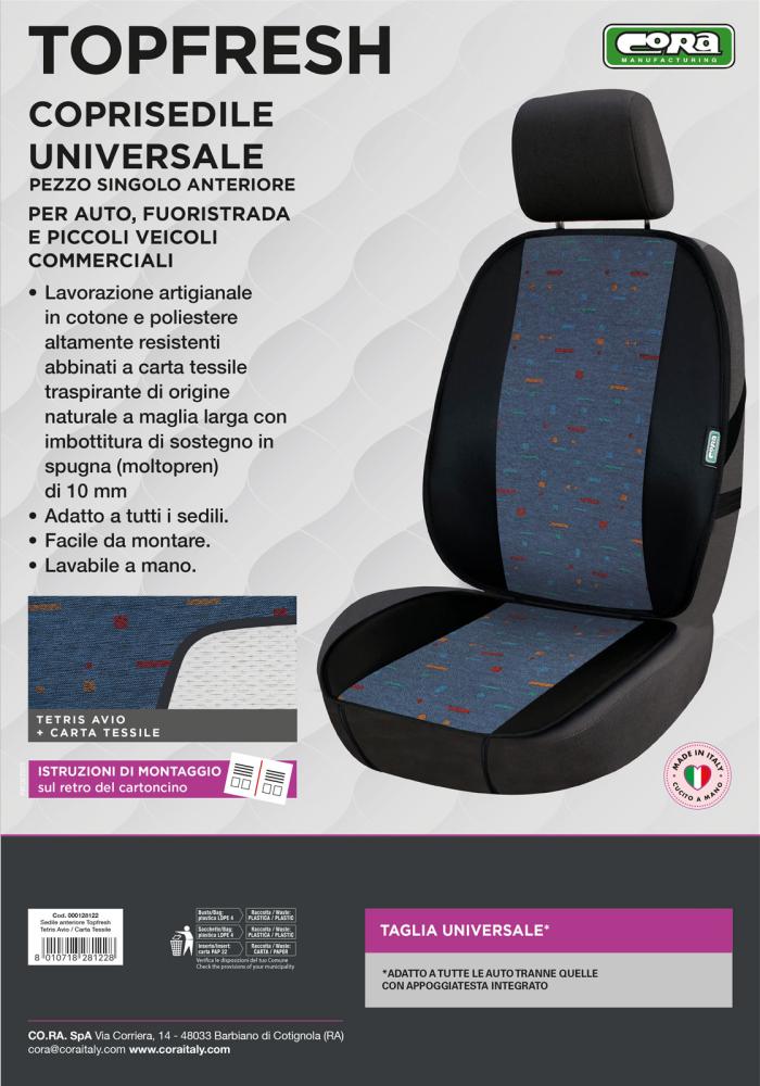 Coprisedile anteriore universale Topfresh cotone tetris avio/carta tessile - immagine 3