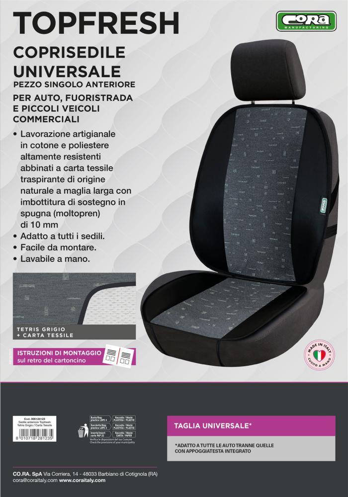 Coprisedile anteriore universale Topfresh cotone tetris grigio/carta tessile - immagine 3