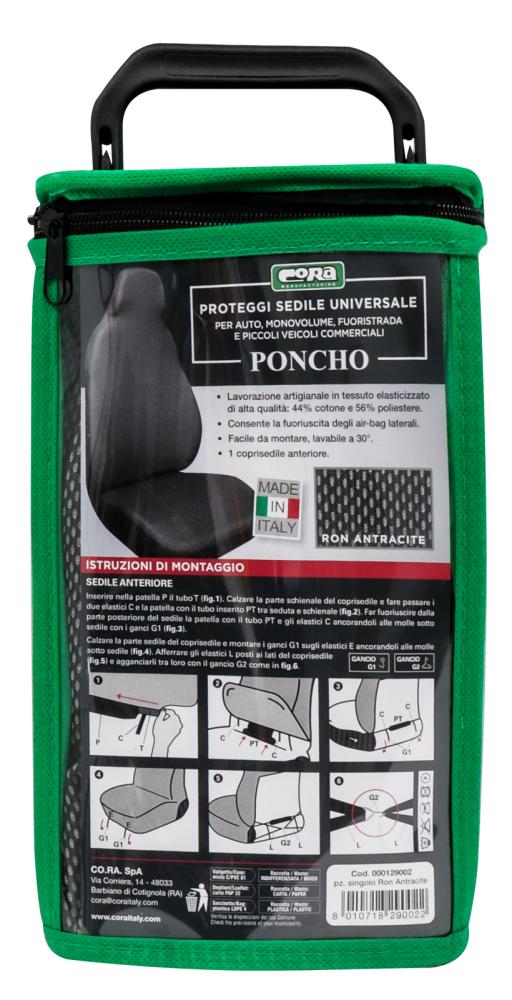 Coprisedile anteriore Poncho tess. elastico misto cotone antracite - immagine 6