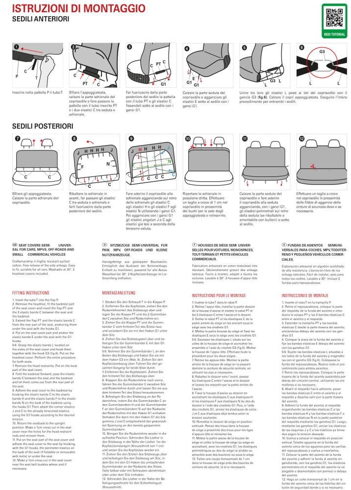 Serie completa coprisedili Espresso Deluxe tg. grande post. intero tess. cotone trapuntato antracite - immagine 7