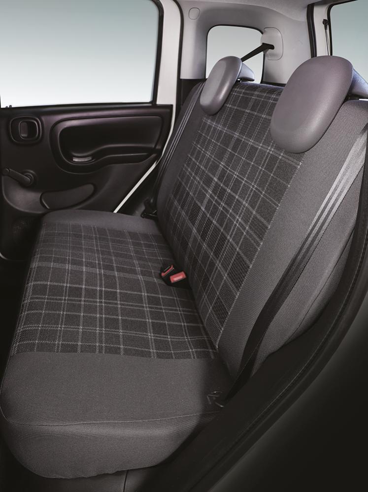 Serie completa coprisedili personalizzati Fiat Panda 12> 4 posti post. intero tess. misto cotone scozzese grigio/piombo - immagine 3
