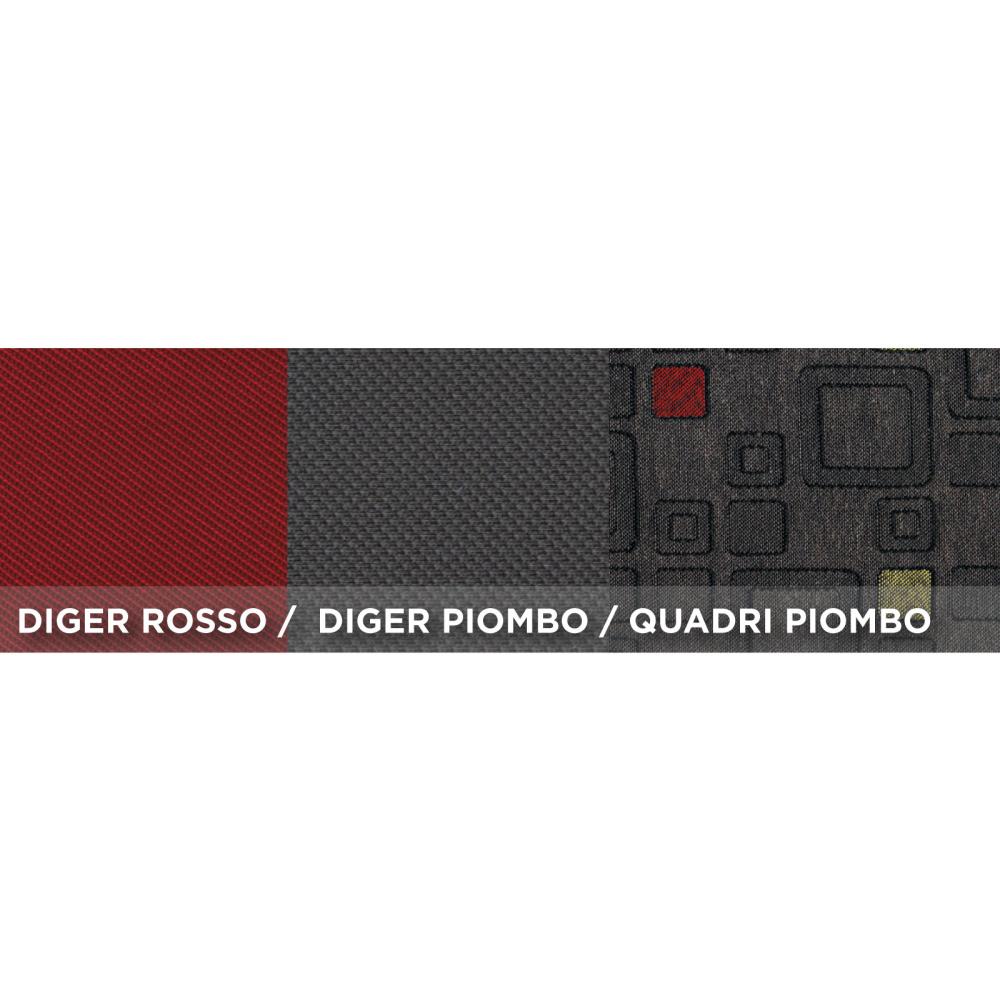 Serie completa coprisedili personalizzati Fiat Panda 12> 4 posti post. diviso tess. misto cotone quadri grigio/rosso - immagine 2