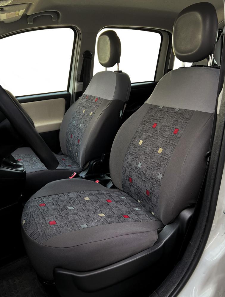 Serie completa coprisedili personalizzati Fiat Panda 12> 5 posti post. intero tess. misto cotone quadri grigio/piombo - immagine 2