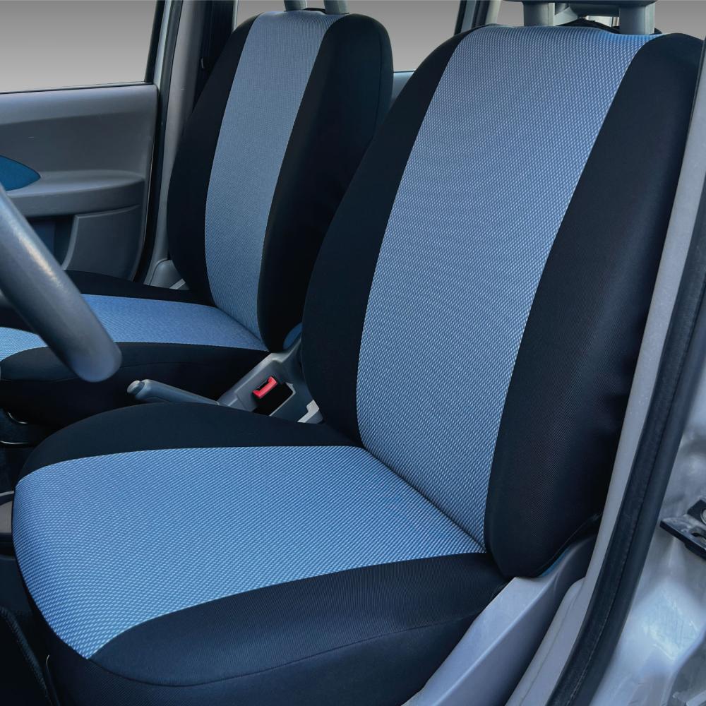 Serie completa coprisedili personalizzati Fiat Panda II 03> 4 posti post. intero tess. cotone nero/avio - immagine 2