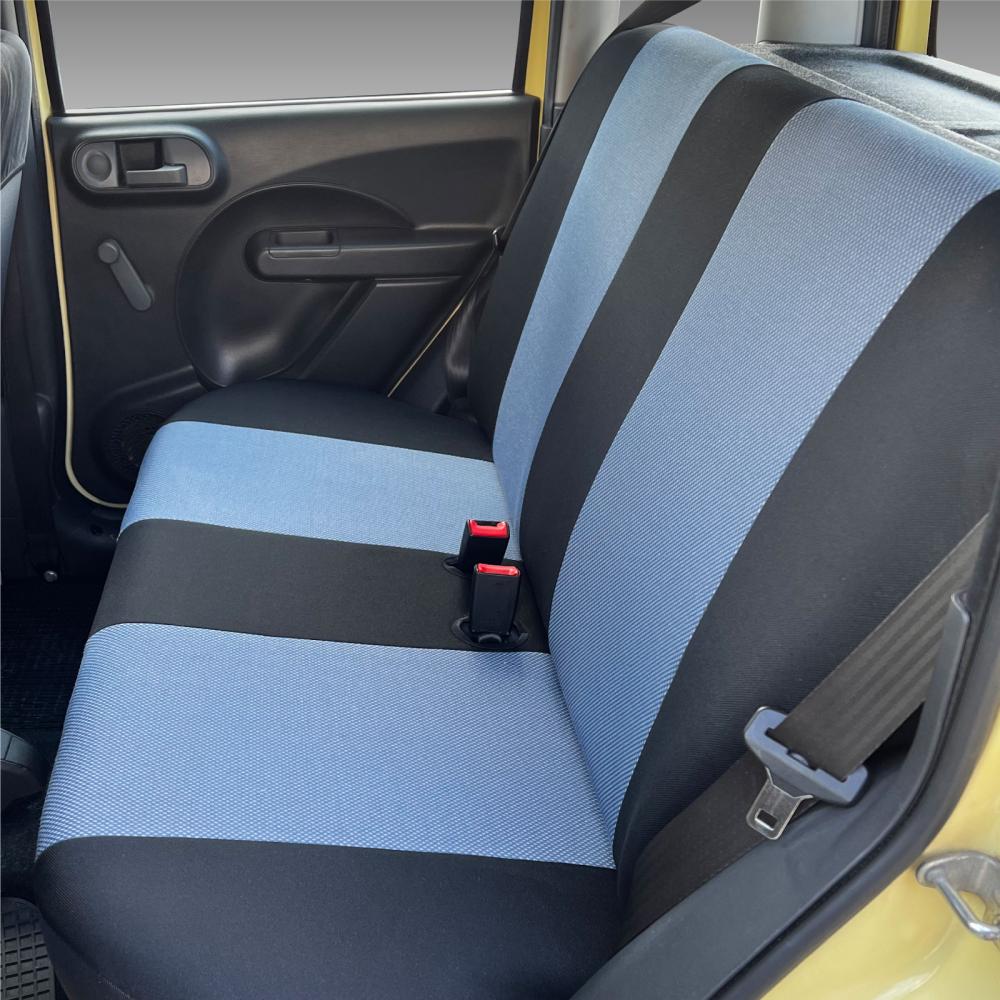 Serie completa coprisedili personalizzati Fiat Panda II 03> 4 posti post. intero tess. cotone nero/avio - immagine 3