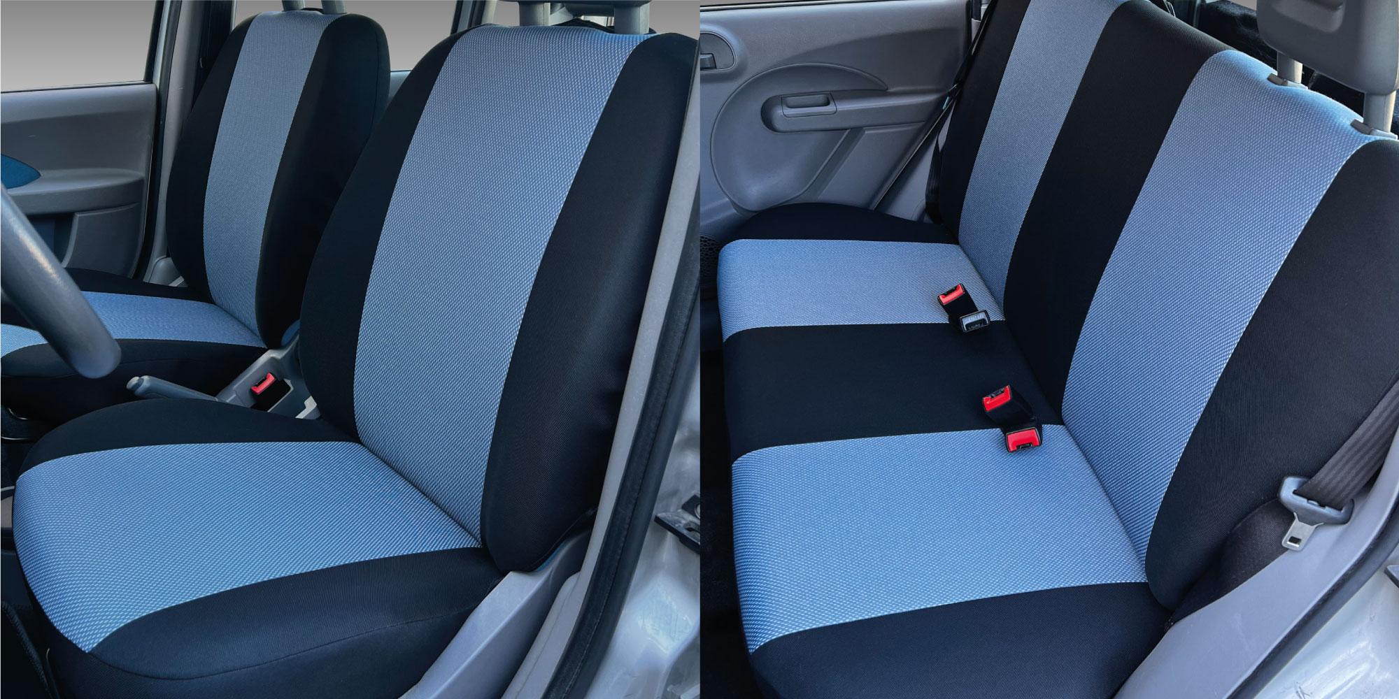 Serie completa coprisedili personalizzati Fiat Panda II 03> 5 posti post. intero tess. cotone nero/avio