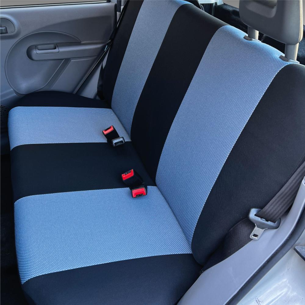 Serie completa coprisedili personalizzati Fiat Panda II 03> 5 posti post. intero tess. cotone nero/avio - immagine 3