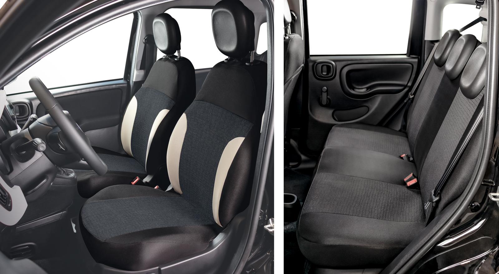 Serie completa coprisedili personalizzati Fiat Pandina 24> 5 posti post. intero tess. misto cotone nero/crema