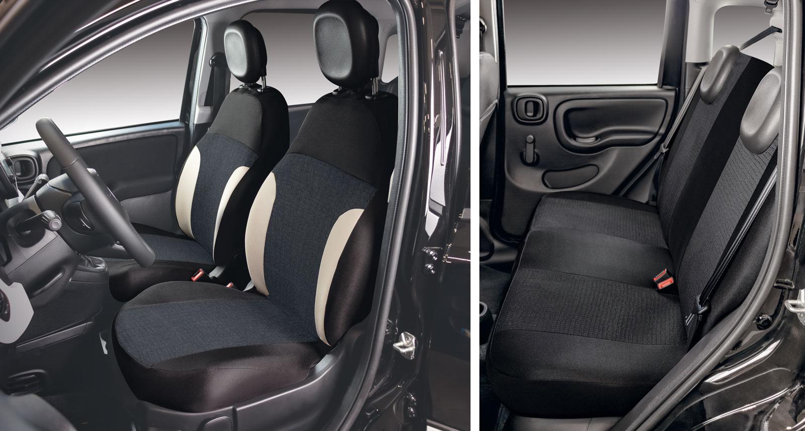 Serie completa coprisedili personalizzati Fiat Pandina 24> 4 posti post. diviso tess. misto cotone nero/crema