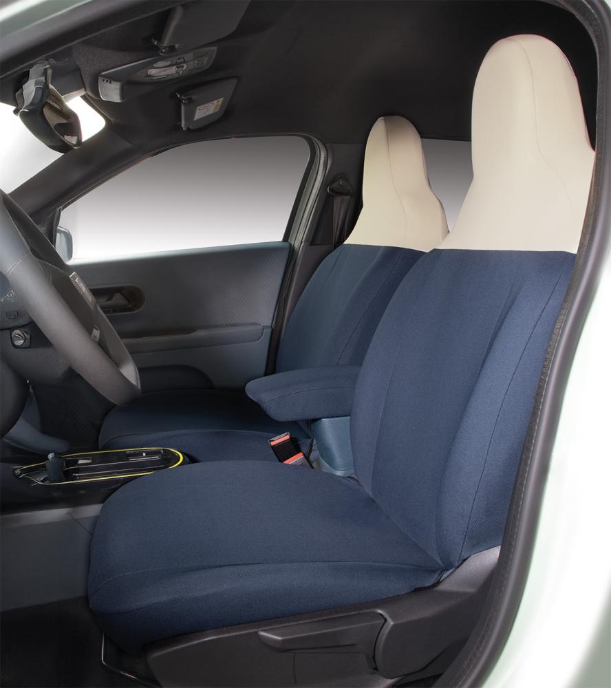 Coprisedili anteriori personalizzati Fiat Grande Panda 25> tess. misto cotone blu navy/crema