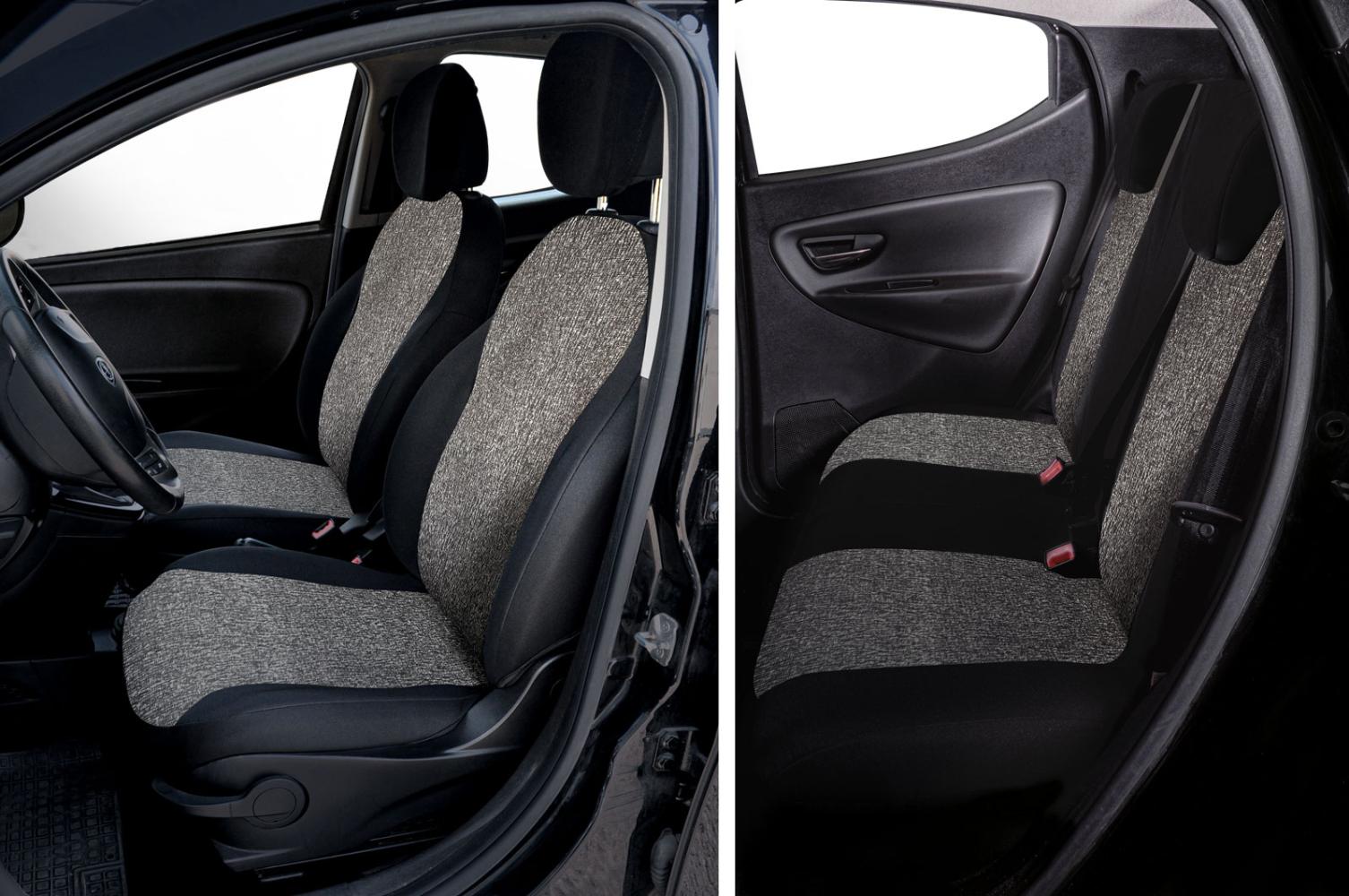 Serie completa coprisedili personalizzati Lancia Ypsilon 11>24 4 posti tess. misto cotone nero/antracite