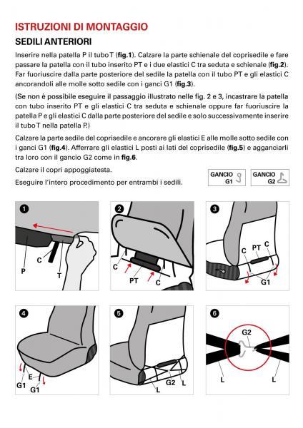 Coprisedili anteriori Espresso Sport tg. media tess. cotone stampato trapuntato avio - immagine 5