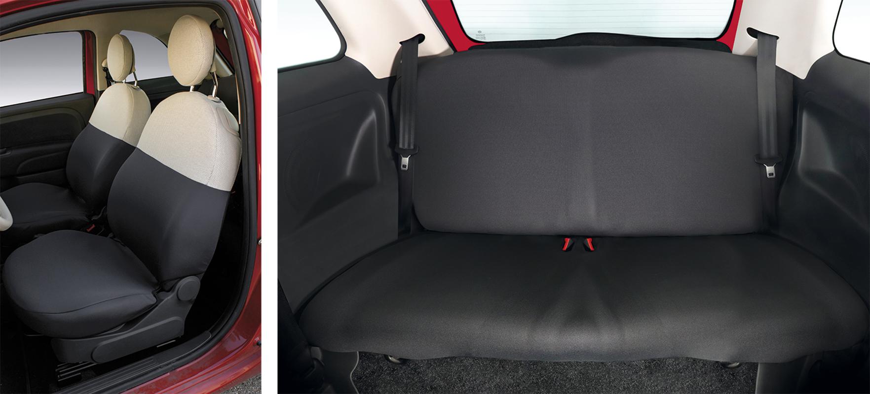 Serie completa coprisedili personalizzati Fiat 500 07> post. intero tess. misto cotone grigio/panna