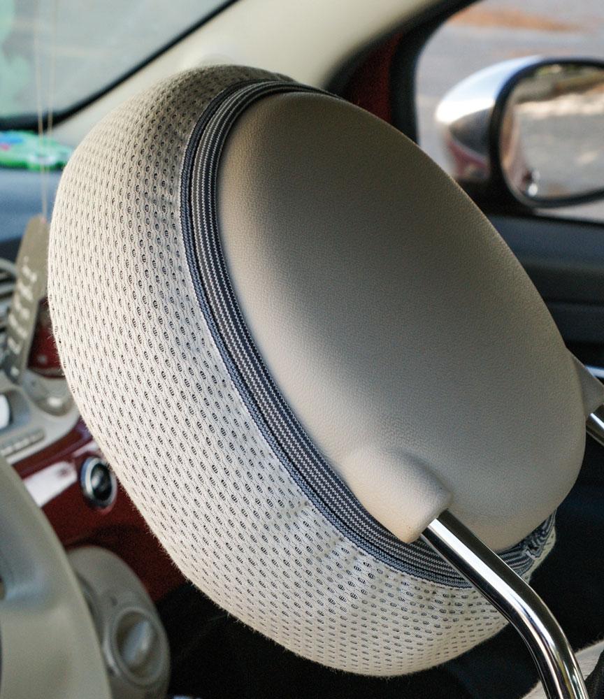 Serie completa coprisedili personalizzati Fiat 500 07> post. intero tess. misto cotone grigio/panna - immagine 5
