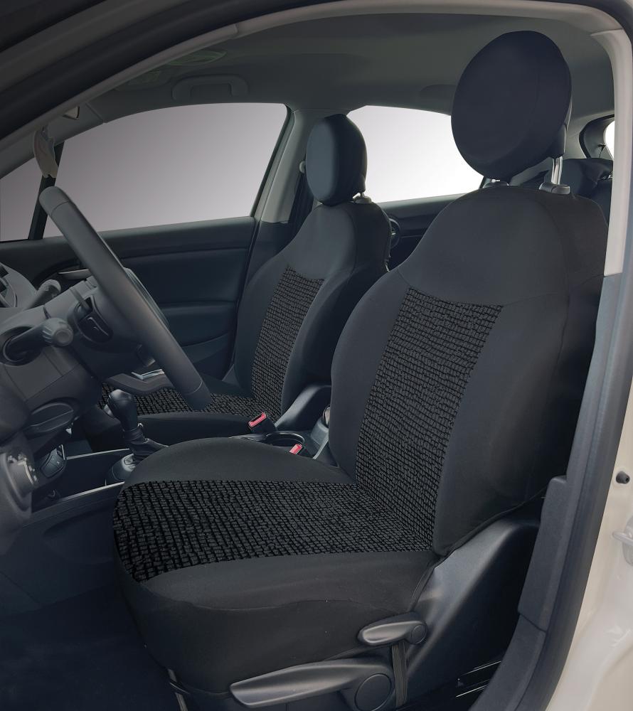 Coprisedili anteriori personalizzati Fiat 500X-500L tess. misto cotone mosaico nero