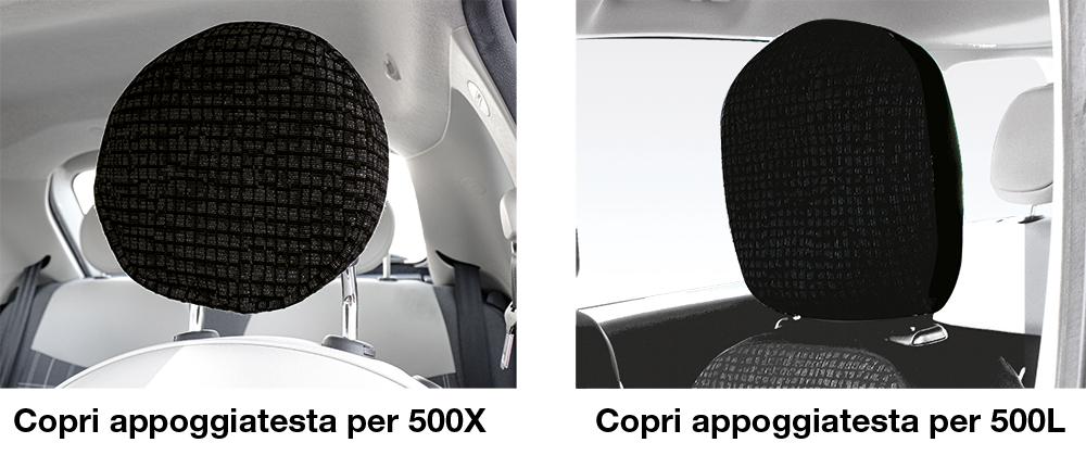 Coprisedili anteriori personalizzati Fiat 500X-500L tess. misto cotone mosaico nero - immagine 3