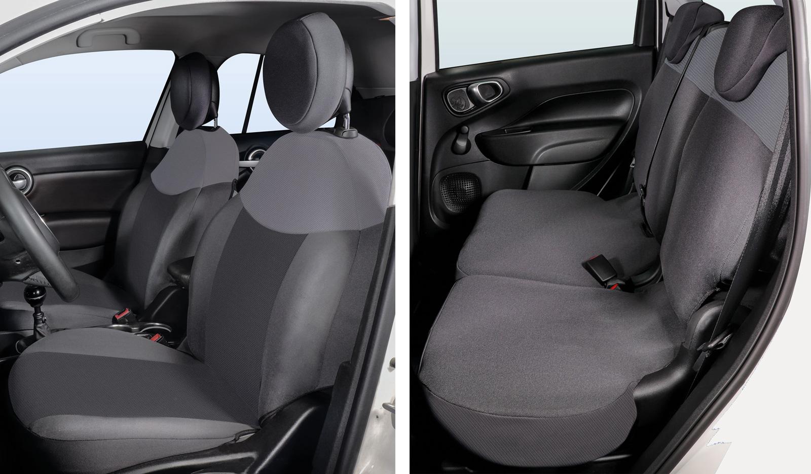 Serie completa coprisedili personalizzati Fiat 500X tess. antracite/grigio piombo