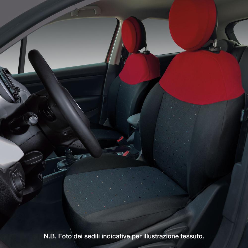 Serie completa coprisedili personalizzati Fiat 500L tess. nero/rosso - immagine 2